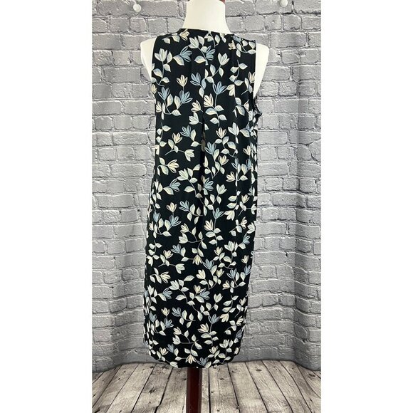 J. Jill Wearever Collection Black Sleeveless Floral Dress Tall Size ST - Picture 5 of 7